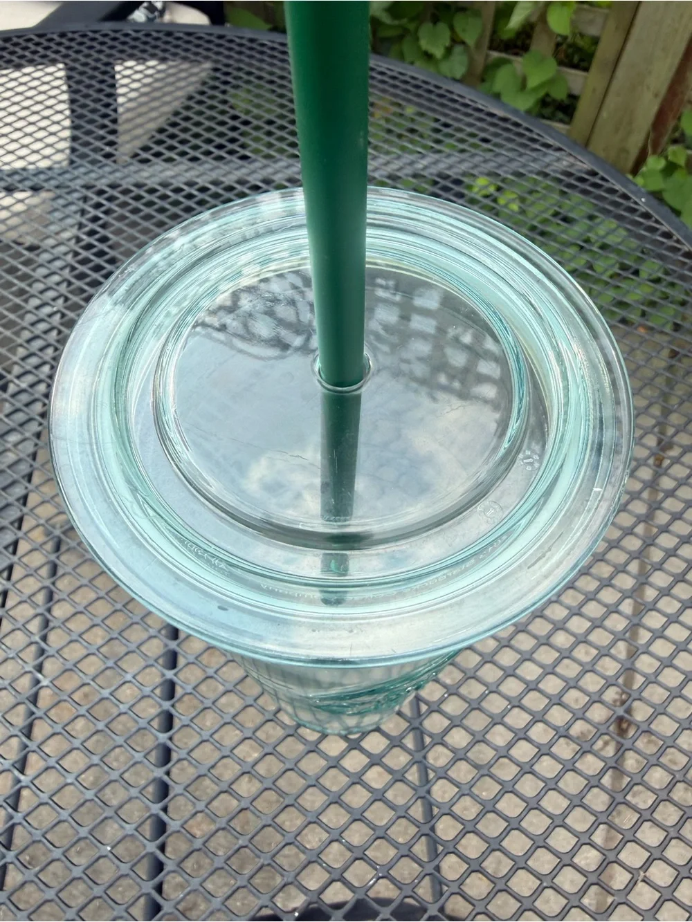 Starbucks RARE Glass Cold Cup with Green Straw
